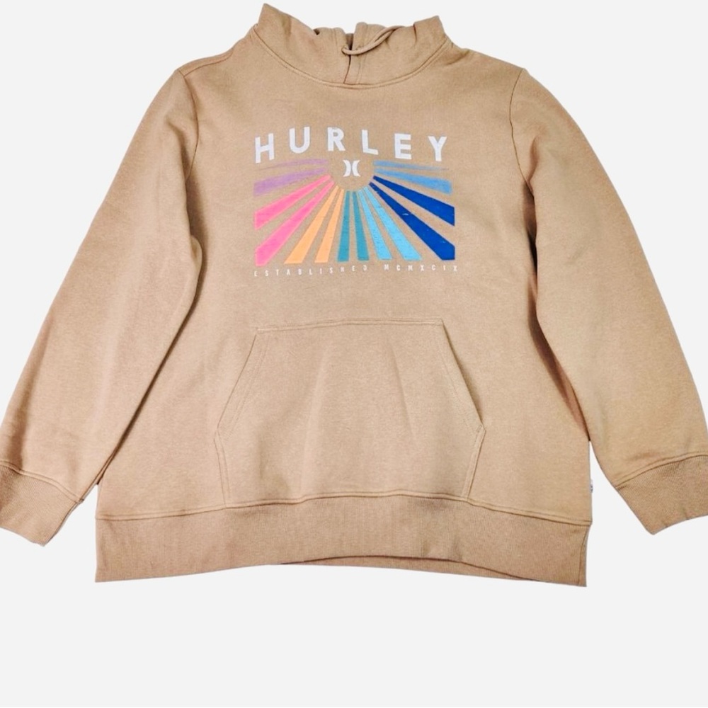 Hurley Mens Pullover Hoodie Size Medium Khaki Starburst‎ Graphic Est MCMXCIX - Picture 5 of 5